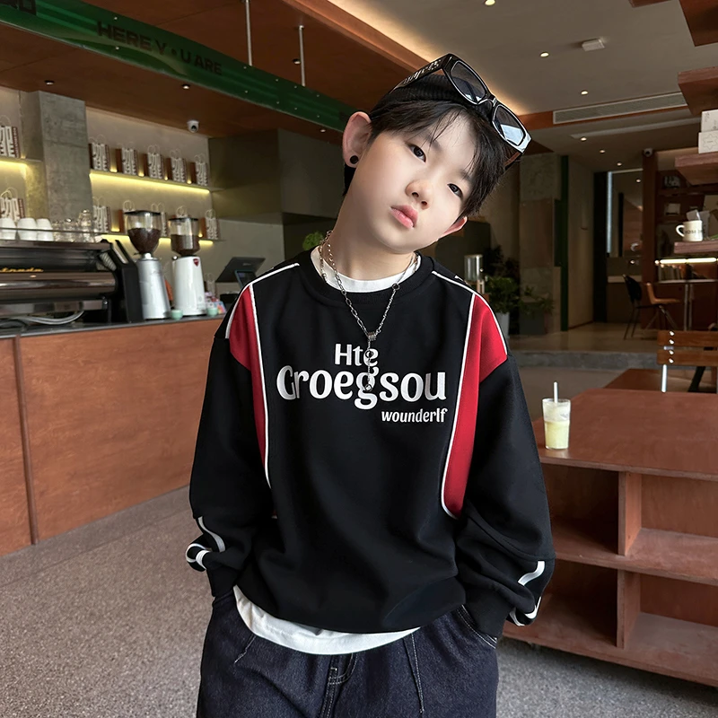 【2025秋款上新】男童卫衣儿童洋气宽松春秋款长袖中大童休闲韩版潮