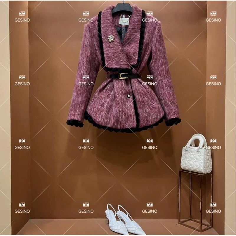 【露】秋冬气质小香风时尚设计师中长款网红外套QD-2025375