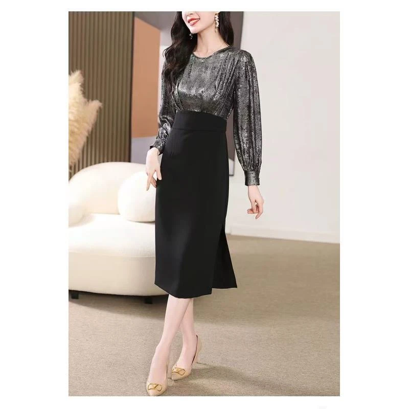 【Y3684】秋季新款高端奢华修身气质裙高级感御姐风包臀长裙