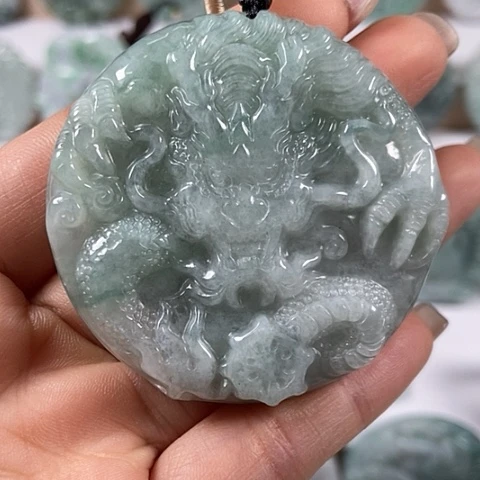 翡翠颈饰未镶嵌龙凤呈祥两面工福利