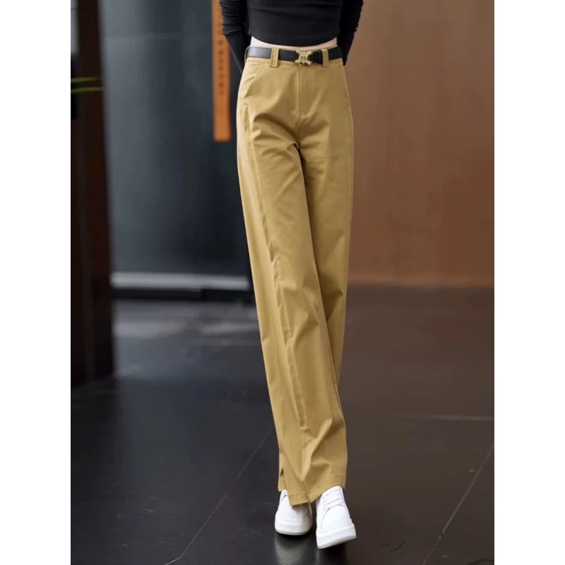 时尚直筒裤女春秋2025新款高腰宽松显瘦垂感百搭休闲窄版阔腿裤