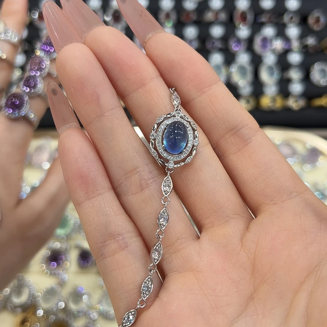 岫玉银S925镶嵌戒指阿**