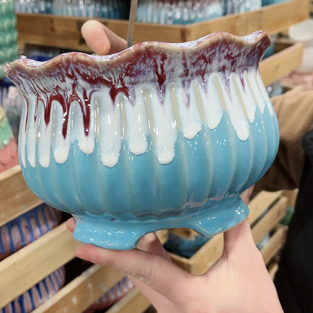 【闪购商品】陶瓷福利品带冰裂效果陶瓷花盆