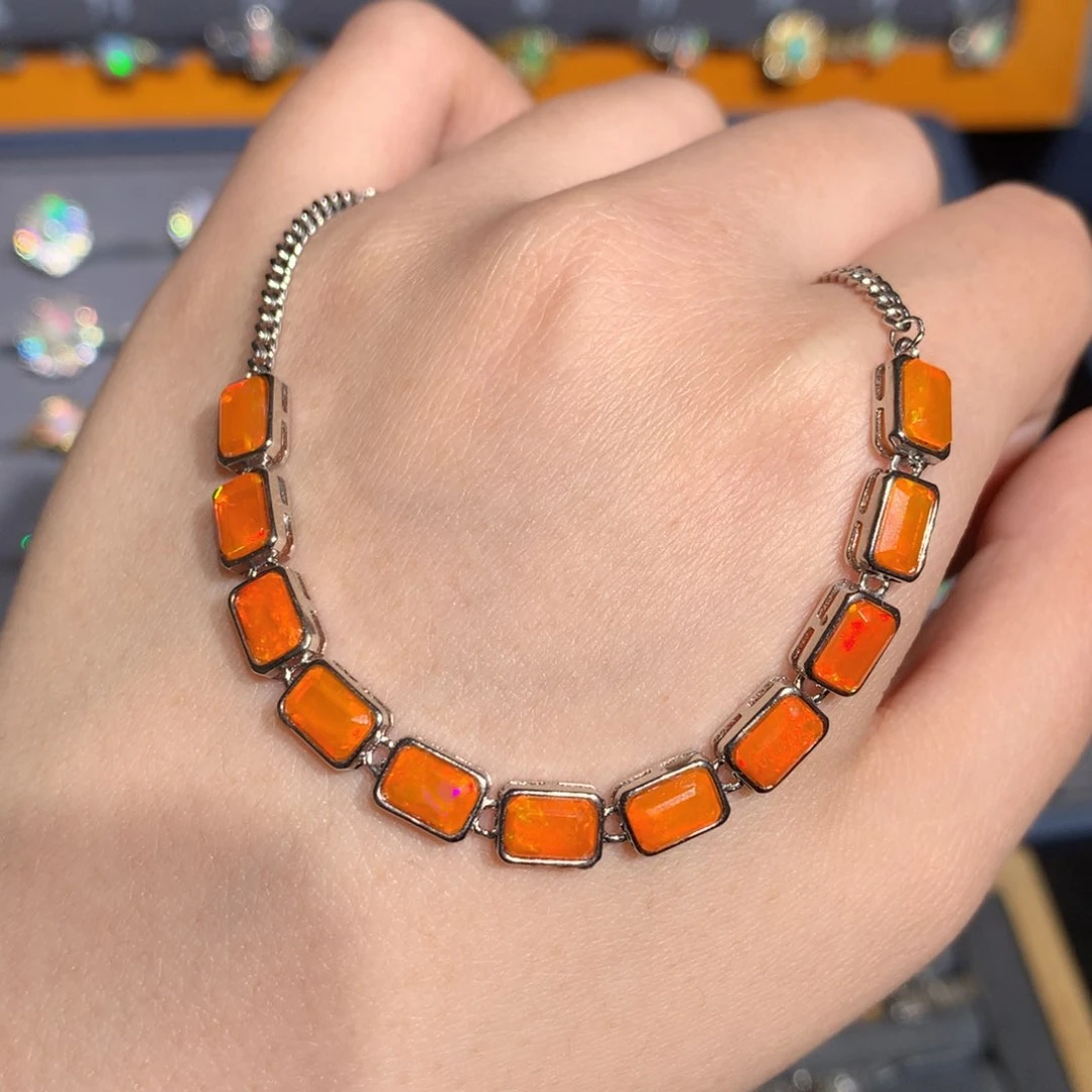 银S925镶嵌欧泊欧泊手链y