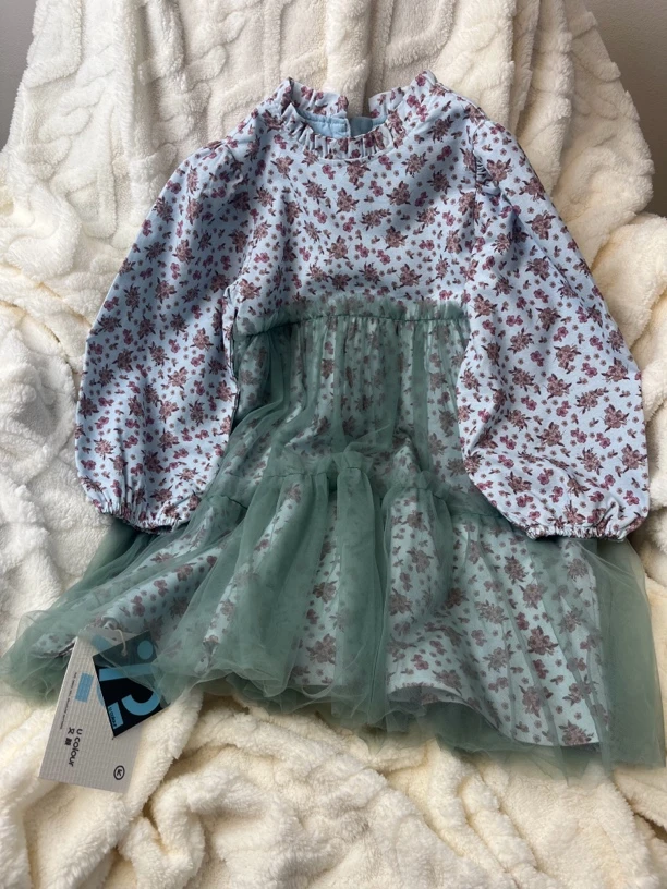 儿童蓝色小碎花连衣裙