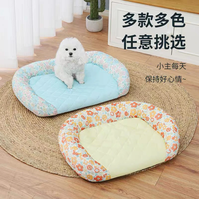 宠物圆枕凉感垫猫咪适用透气凉爽持久降温护脊睡枕碎花