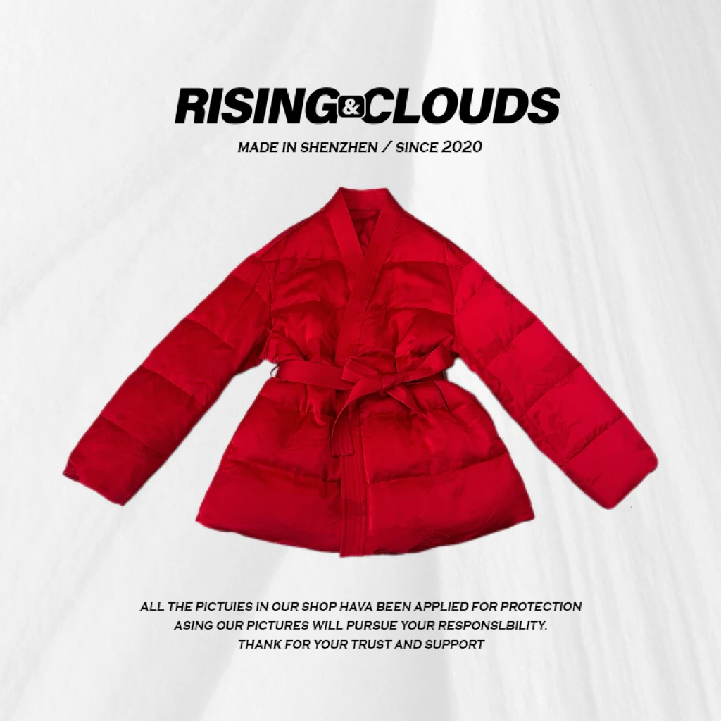RISING&CLOUDS【小云姐】冬季南油舒适绑带收腰提花鹅绒服120155
