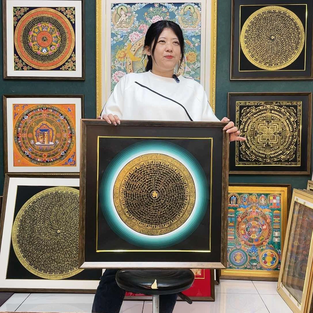 装裱画手绘六字带框63厘米