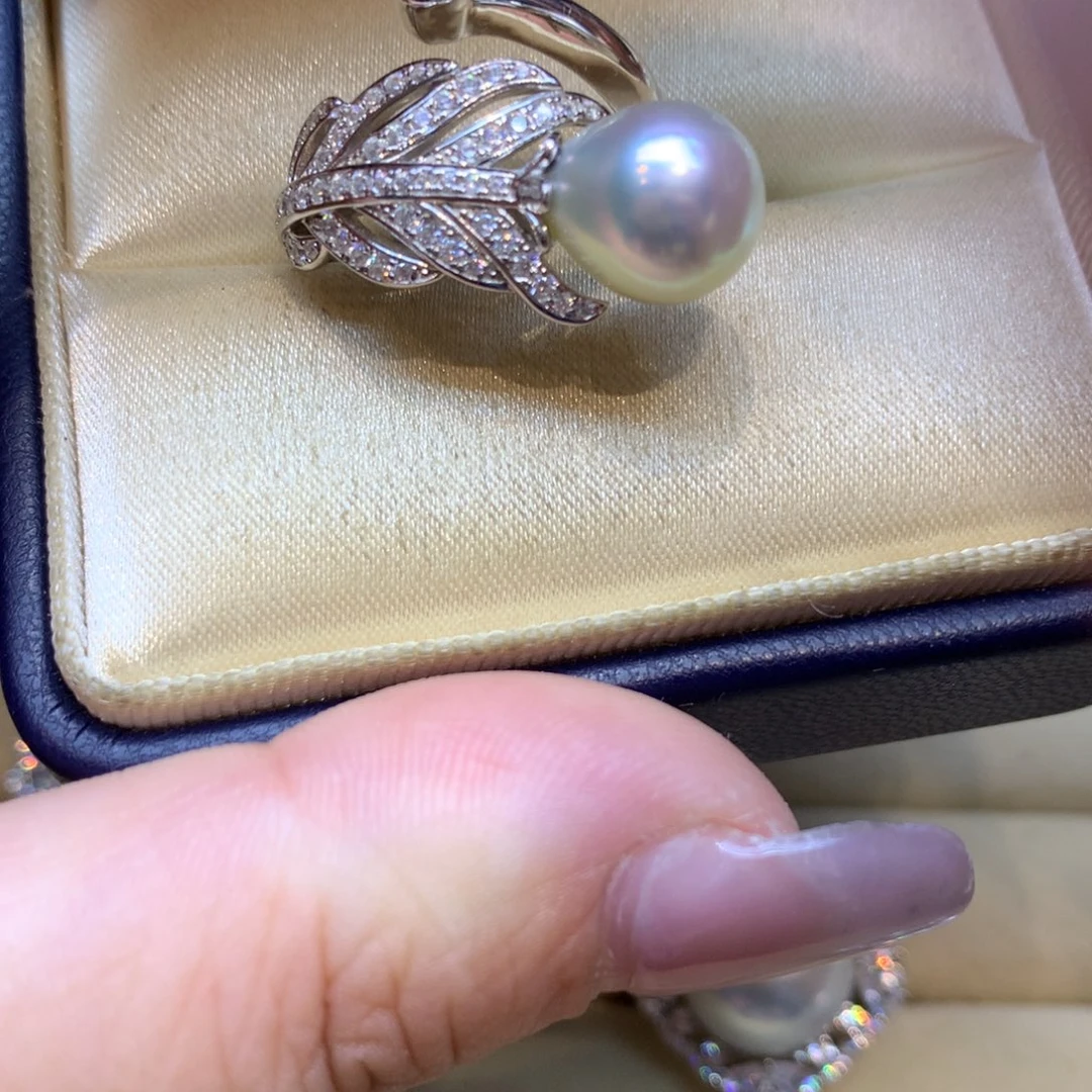 银S925镶嵌戒指海水珍珠