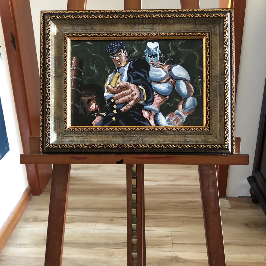 纯手绘油画风JOJO的奇妙冒险装饰画画芯20×30厘米（商品含外画框）