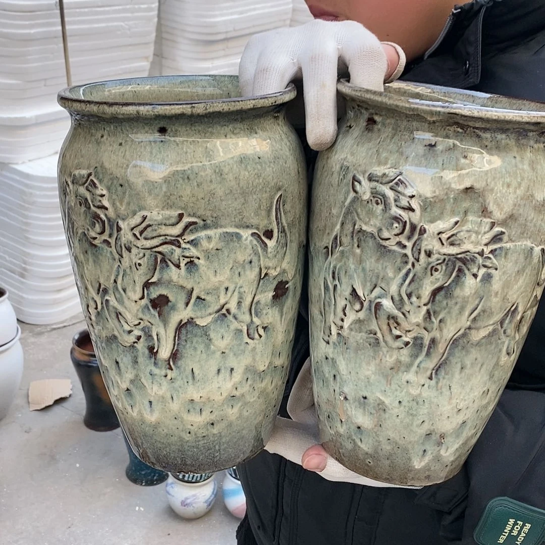 紫砂花盆瑕疵口15高25