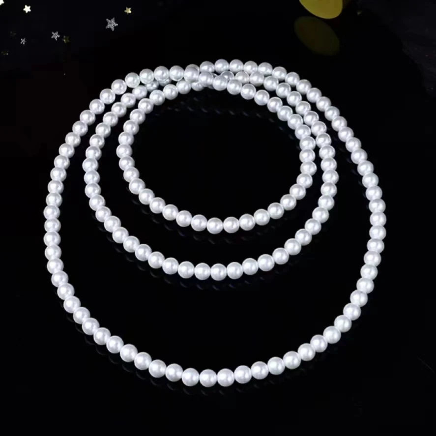 非金属仿珍珠项链 项链 白色8mm款经典HH全珠裙子旗袍链两圈戴