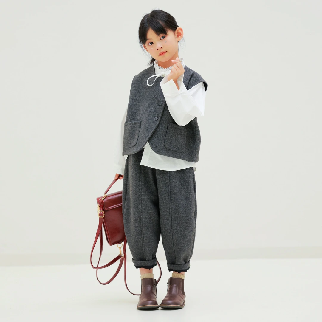 【云朵小葵】女童秋季新款三粒扣对称兜休闲两件套套装991680