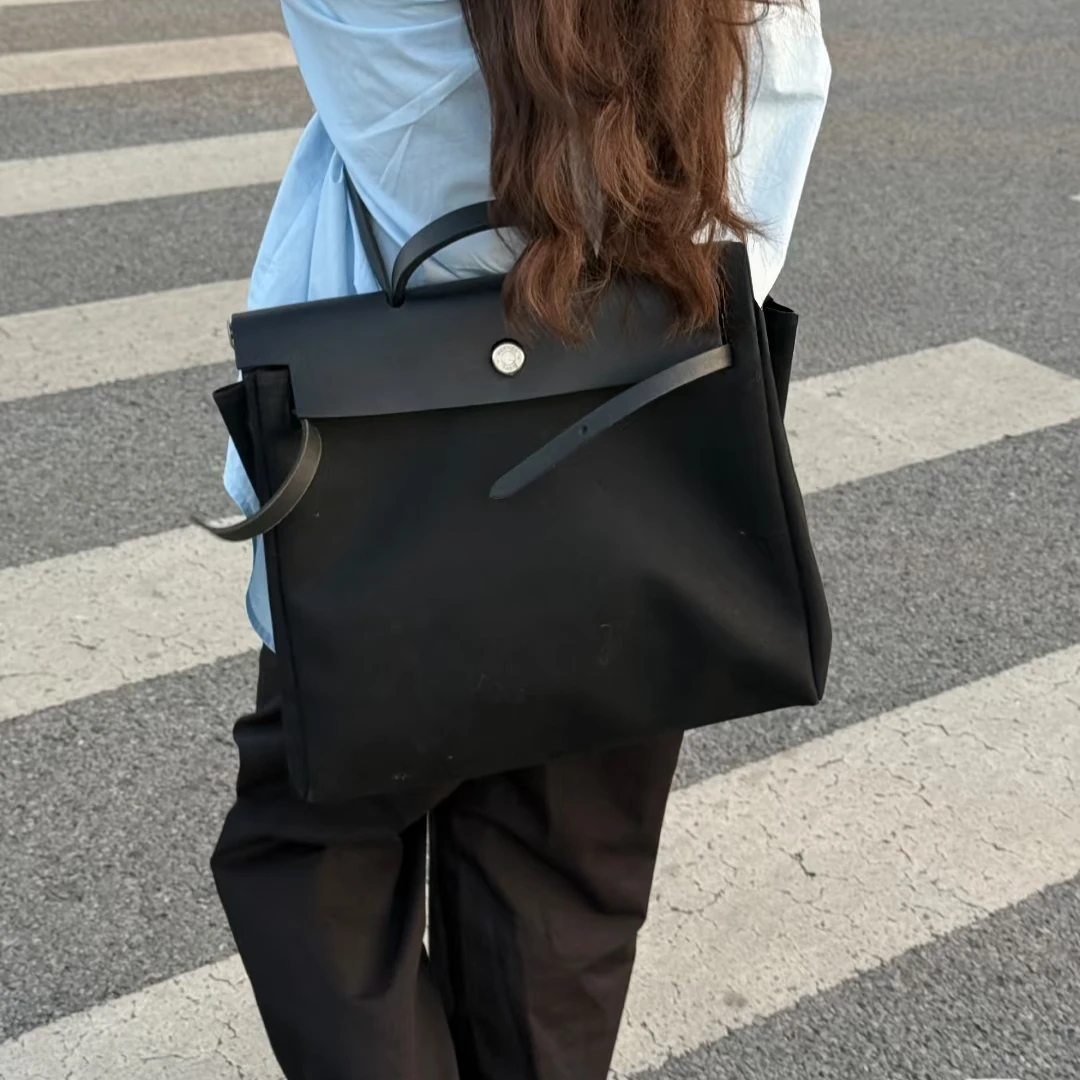 95新 Hermes/爱马仕 39herbag黑白经典斜挎包有替换袋