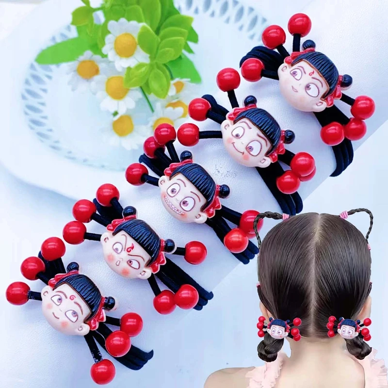 儿童学生头饰不伤头发黑色头绳哪吒头绳哪吒同款头绳头发饰扎头发