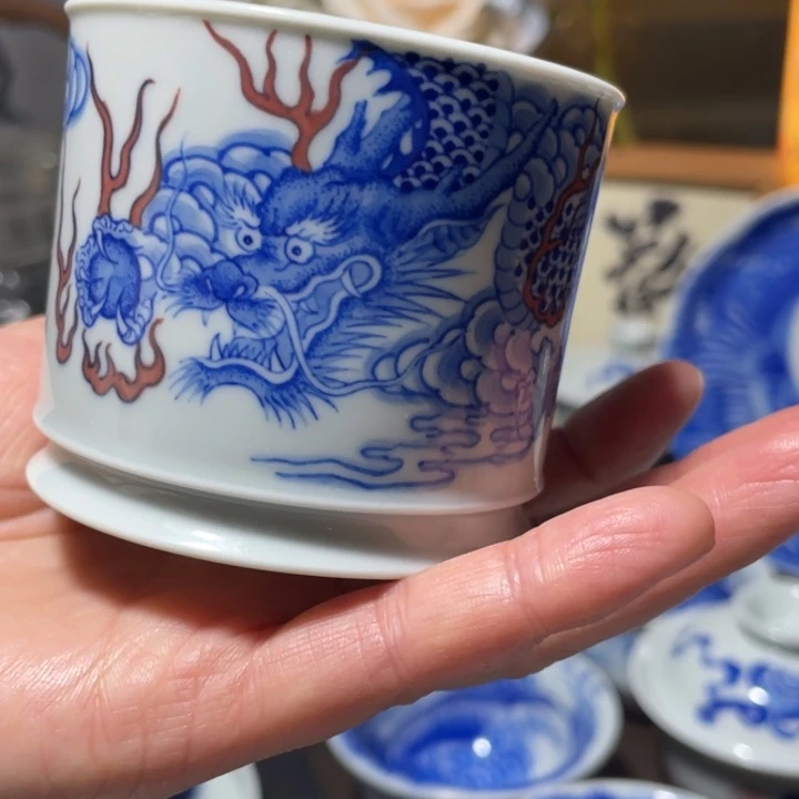 景德镇青花龙纹融天杯