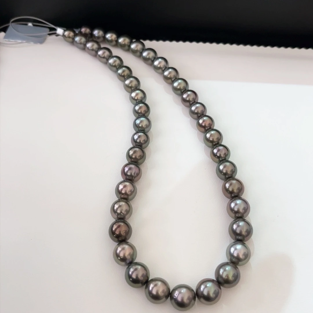 海水珍珠颈饰未镶嵌孔雀绿炫紫8-11