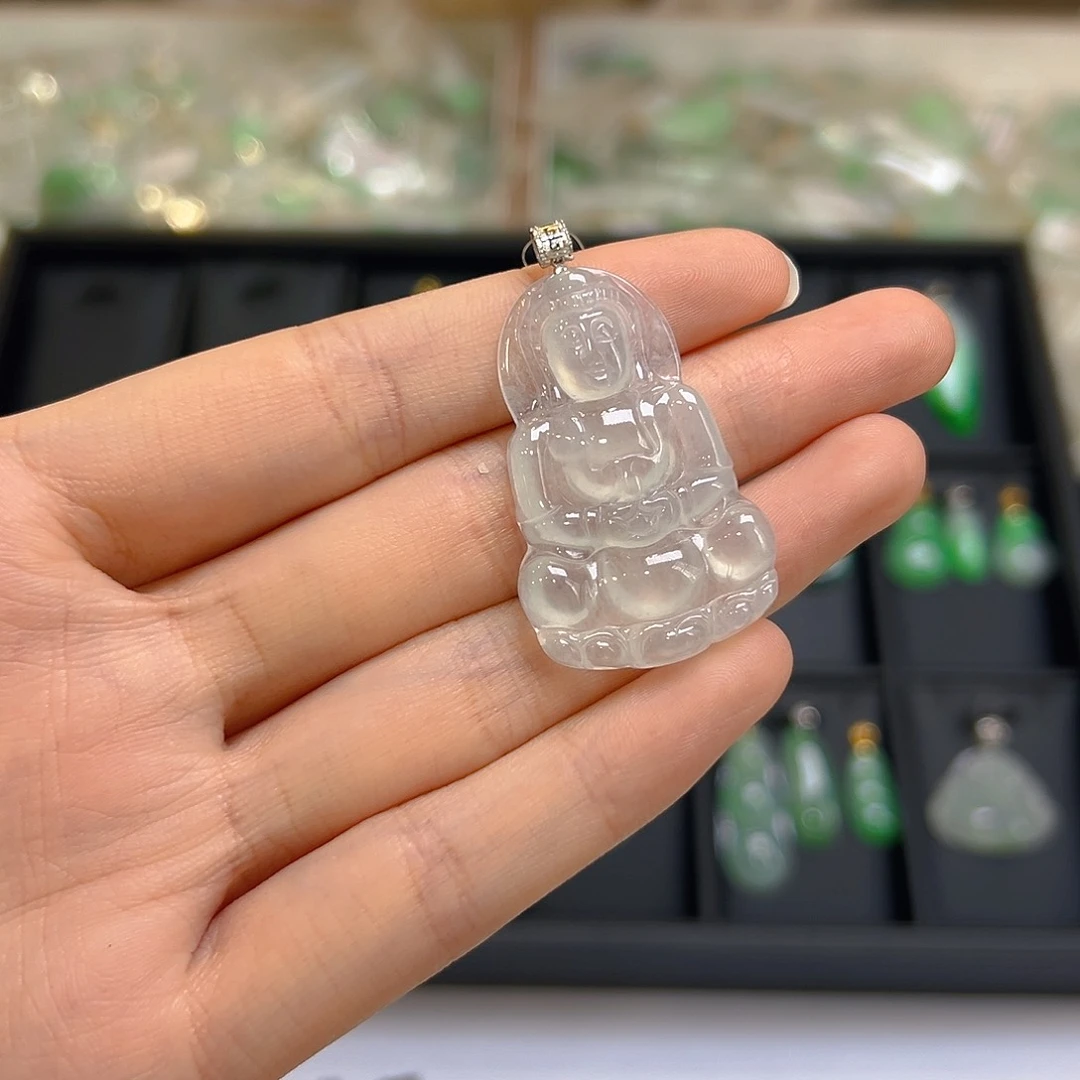 翡翠18K金镶嵌吊坠(不含链)翡翠