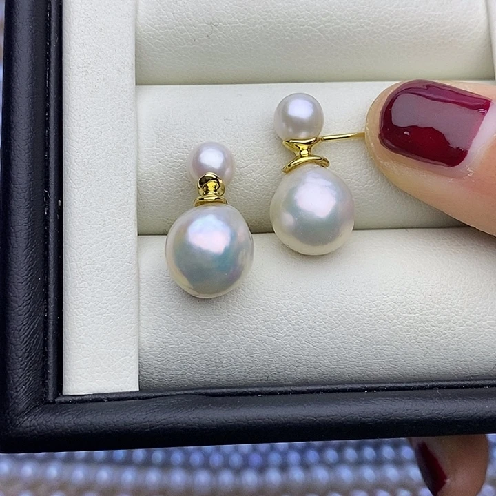 淡水珍珠银S925镀金镶嵌颈饰6-7/10-11m