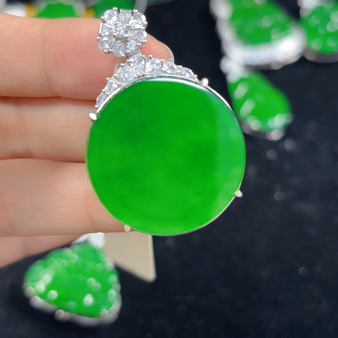 翡翠银S925镶嵌吊坠(不含链)