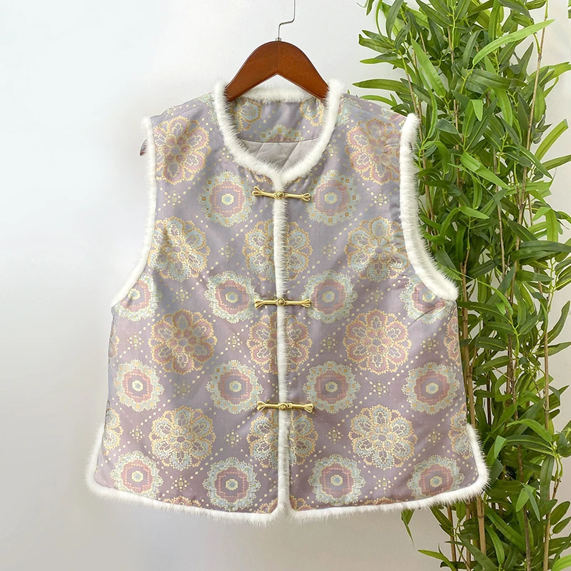 【十字纹宝相花】复古新中式国风时尚气质百搭秋冬加厚款宋锦马甲