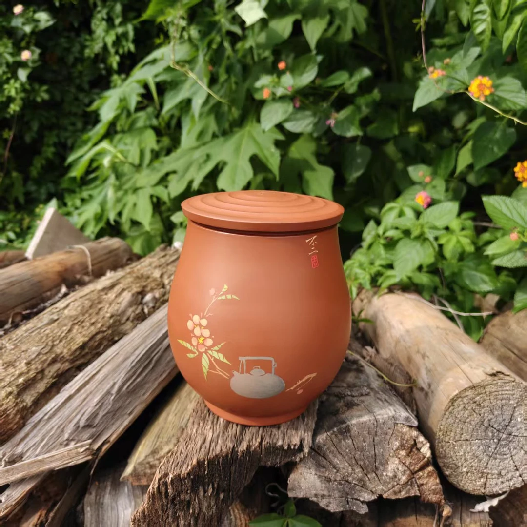 【不二陶】建水紫陶匠人纯手工阴刻阳填【中号】龙珠罐 茶叶罐 醒茶罐