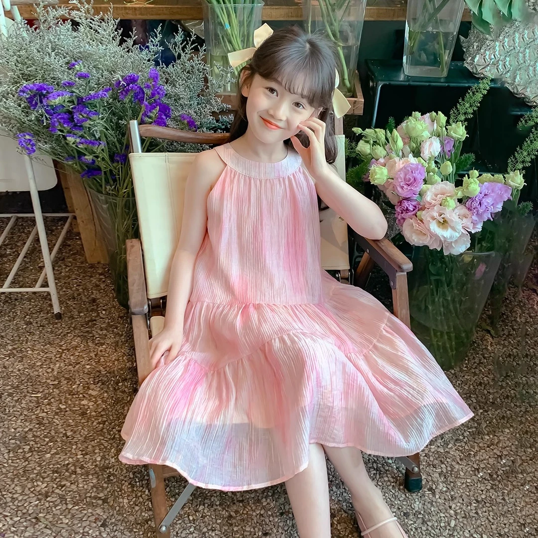 女童夏季裙子2025新款小女孩吊带裙夏天公主裙儿童夏装雪纺连衣裙