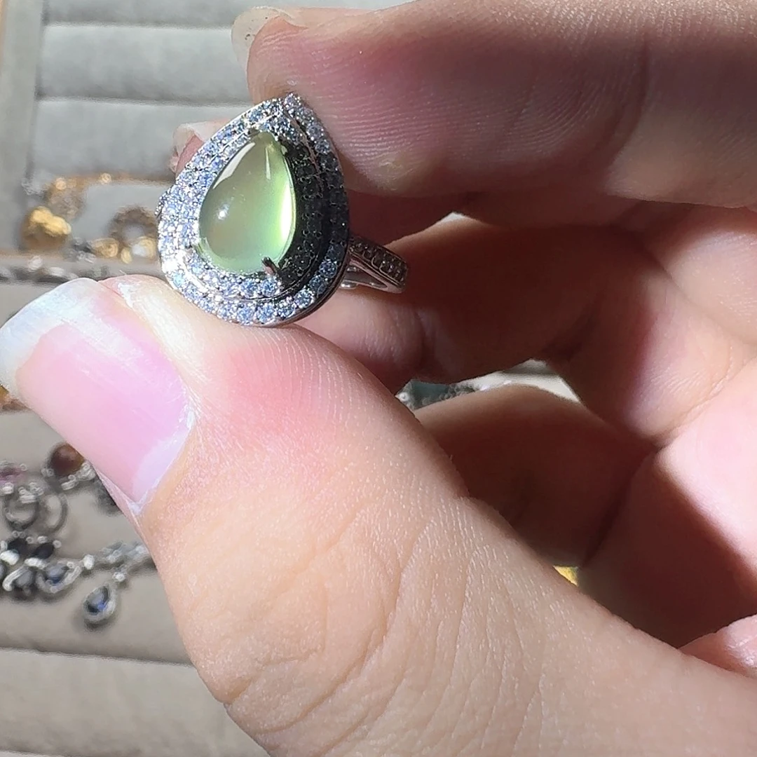 芙蓉石戒指银S925镶嵌