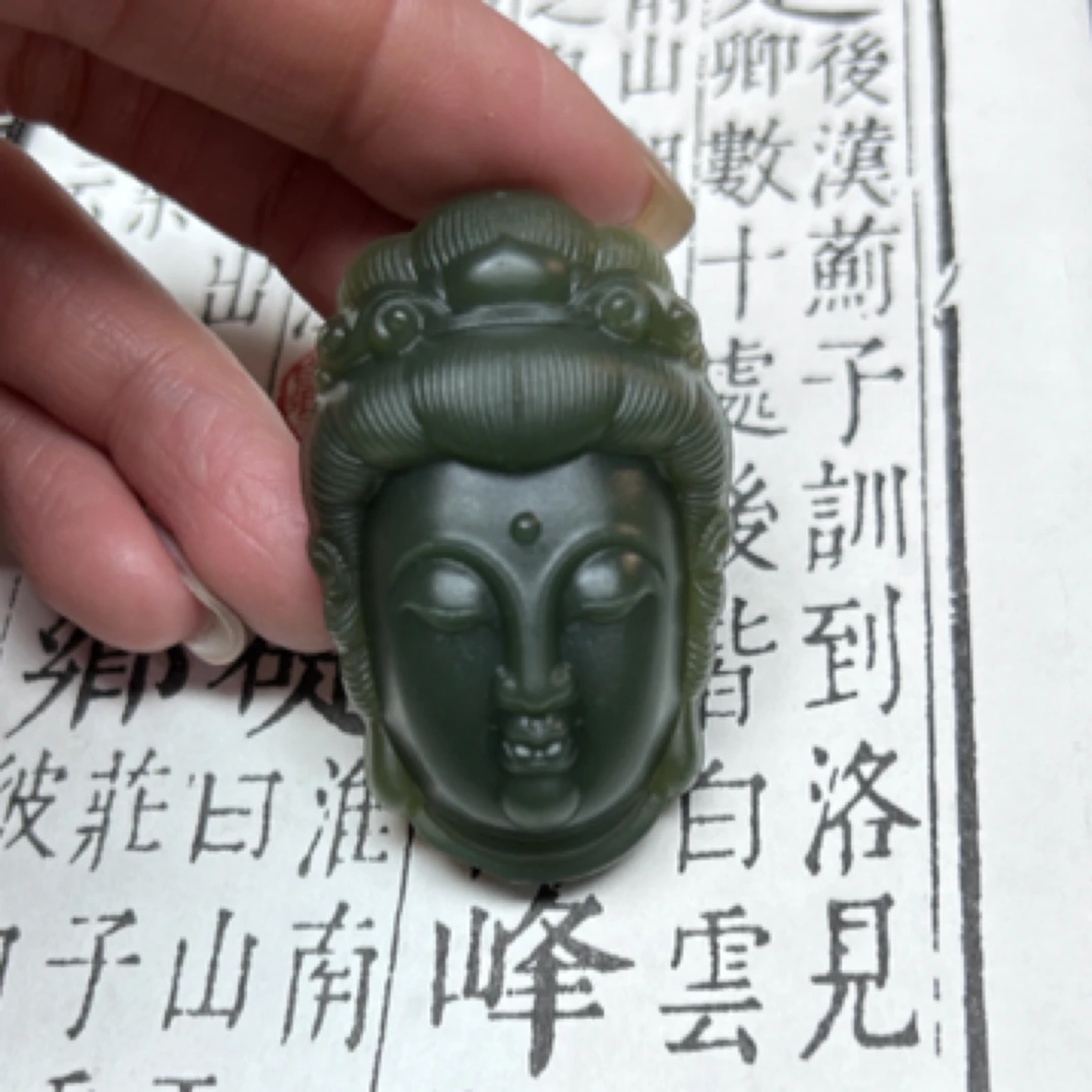 天然和田玉观音挂坠