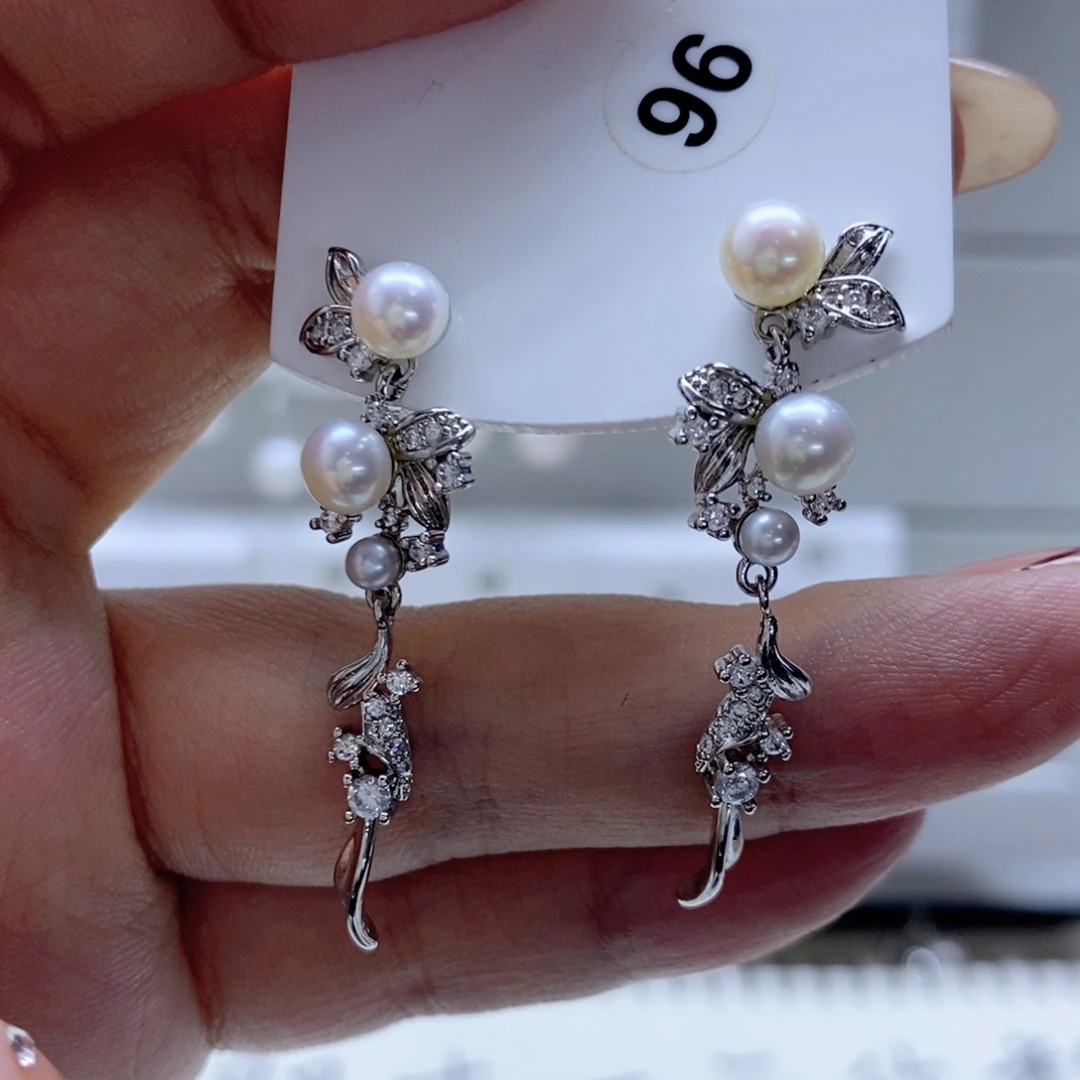 耳饰淡水珍珠银S925镶嵌