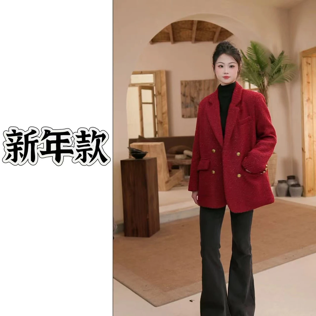 (路路）90白鸭绒新年款羊毛西装外套24171