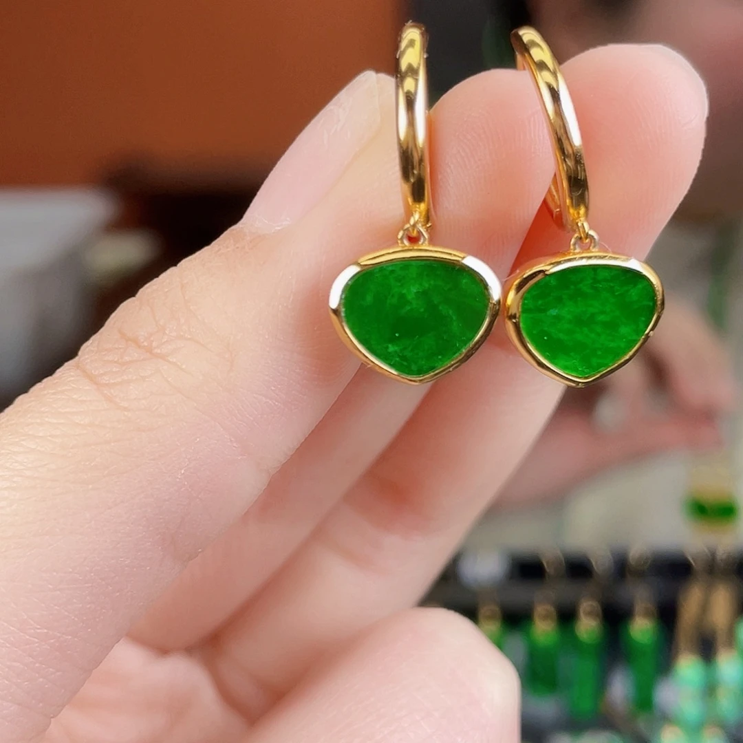 翡翠银S925镶嵌耳饰