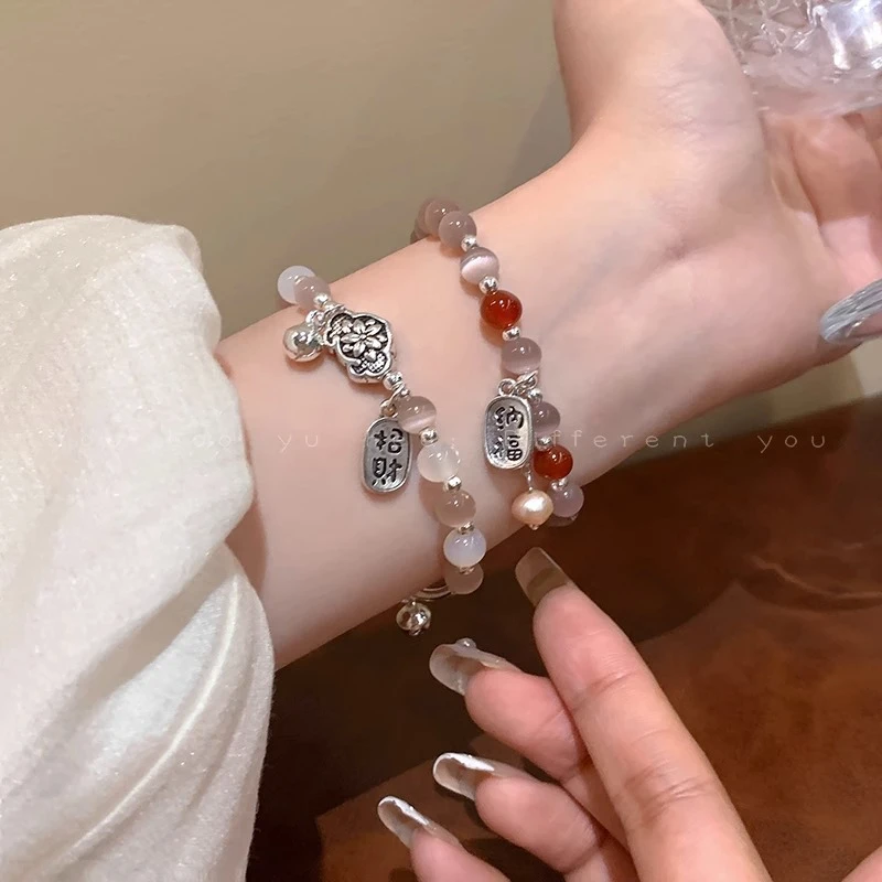 合金亚克力手链 轻奢猫眼石串珠手串气质小众高级感手饰女生百搭
