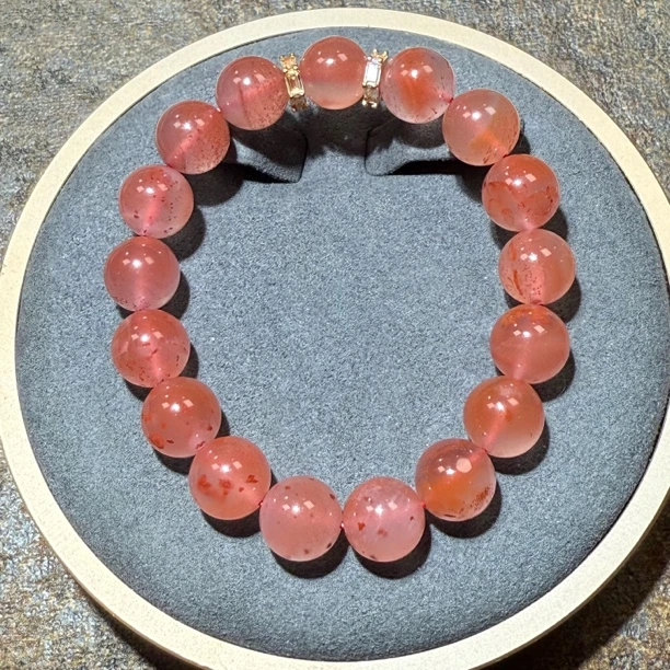 南红川料联合料冰飘樱桃红10+单圈手串