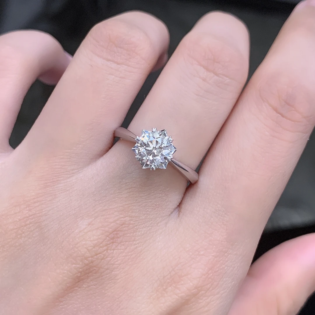 1.023克拉天然钻石戒指H色VS净度18K金六爪钻戒显大送老婆77883