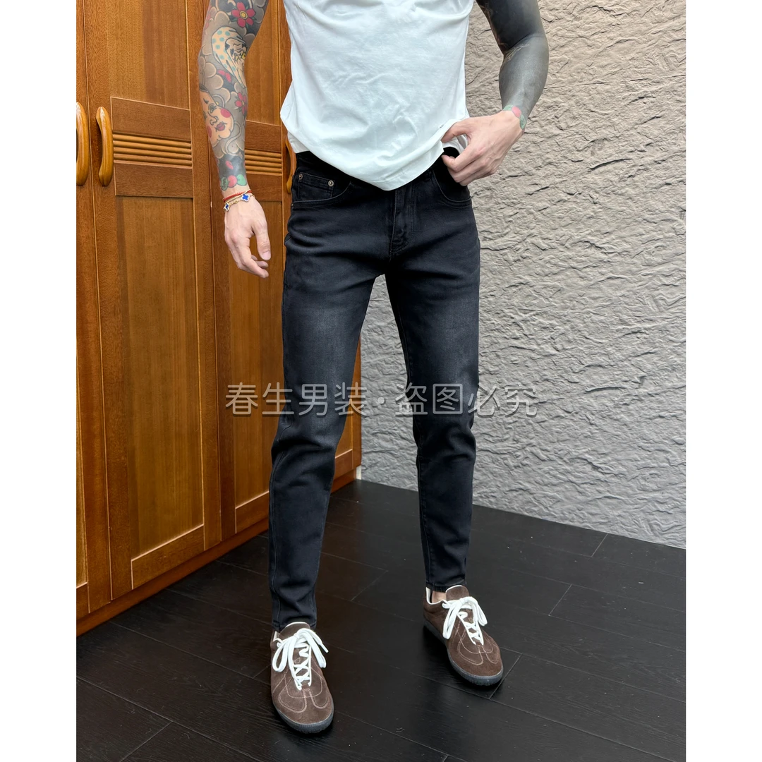 2025早秋新款时尚休闲百搭净版修身小脚男士牛仔裤1933