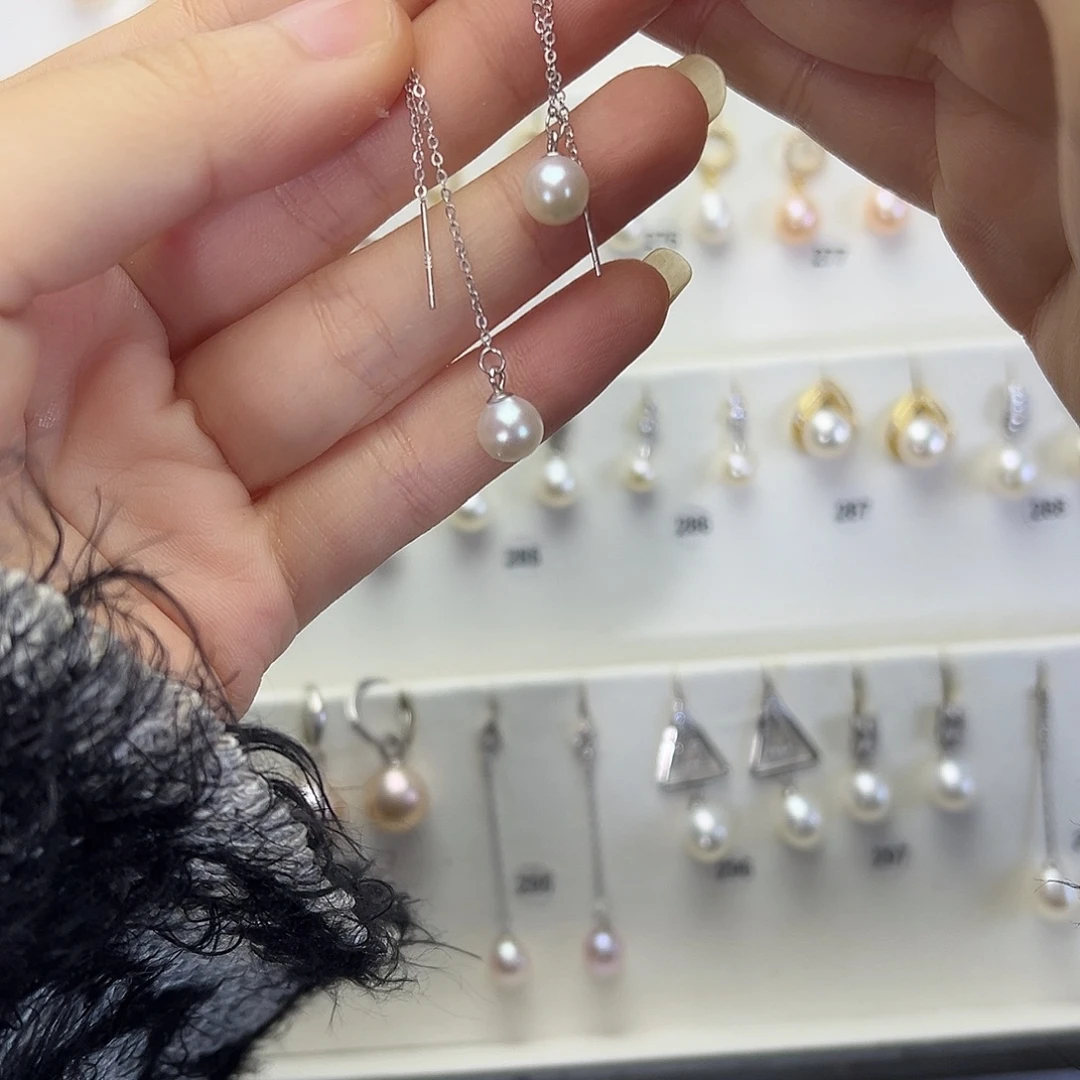 耳饰淡水珍珠银S925镶嵌