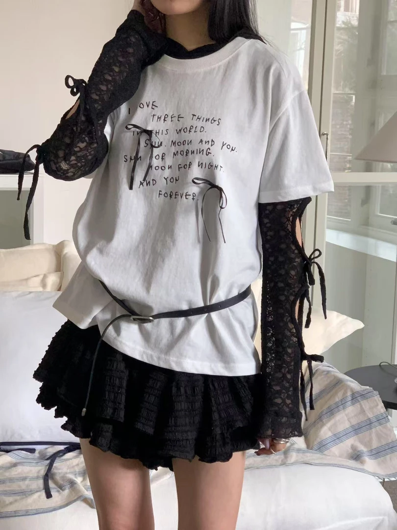 【no退no换】芳芳在韩国 东大门正品代购/Br家/字母蝴蝶结短袖T恤