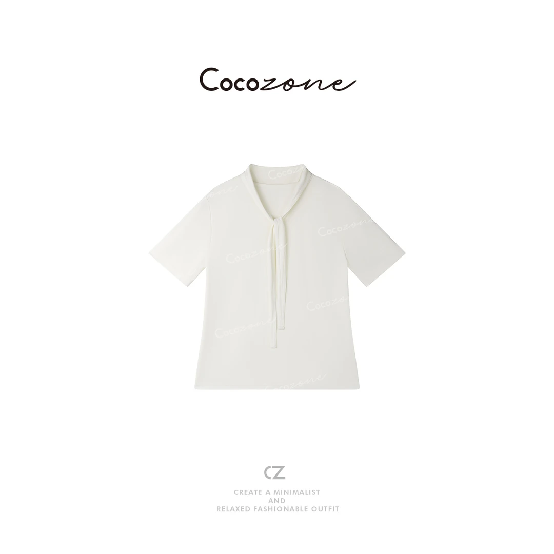 COCO ZONE 刘一一  围巾领纯色柔软亲肤短袖T恤 CD2A0759