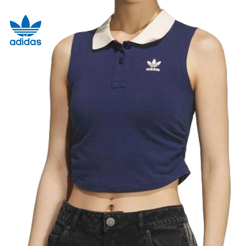 Adidas阿迪达斯三叶草女子夏季polo修身运动休闲无袖T恤KE3893