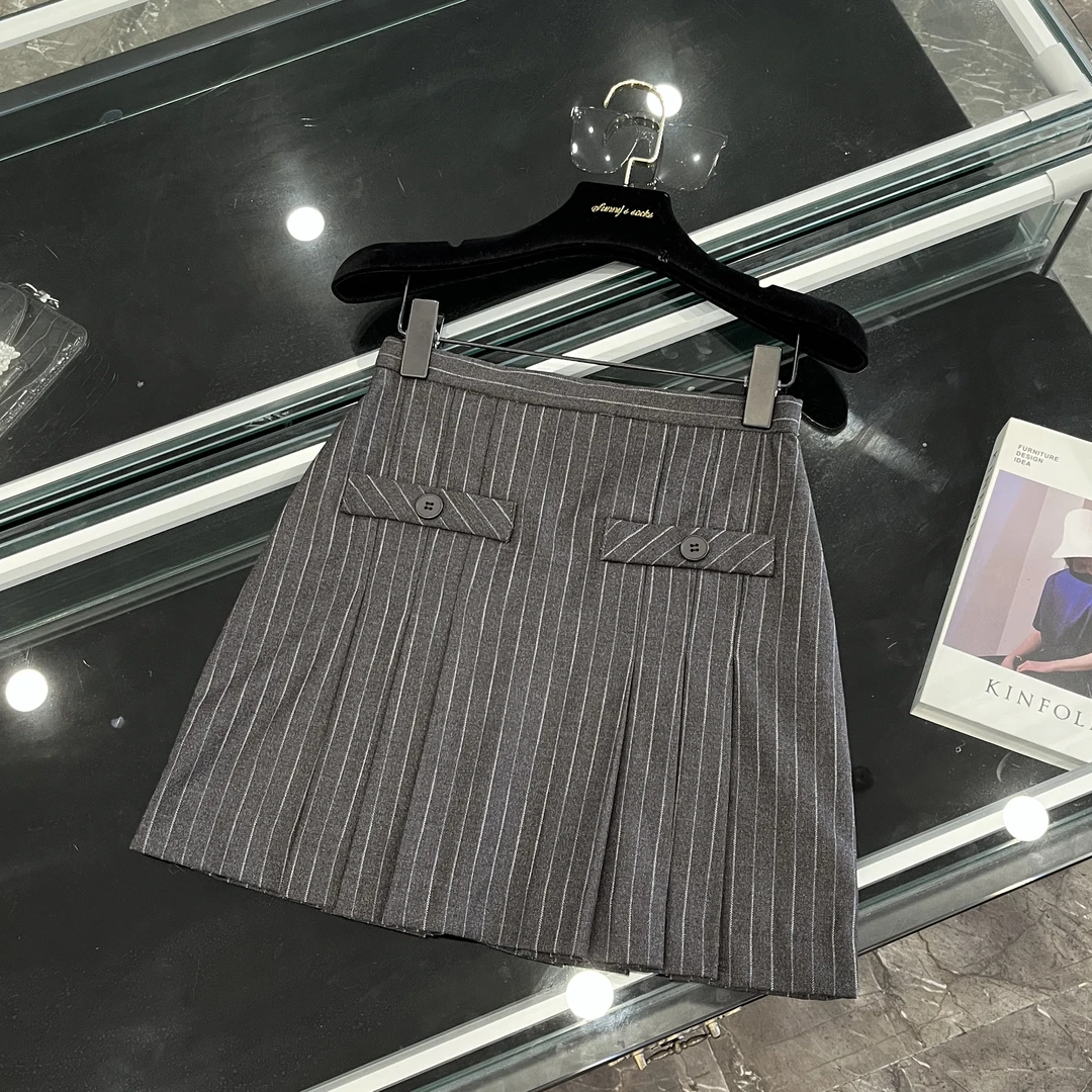 2025新款温柔学院风百褶显瘦半身裙-2499