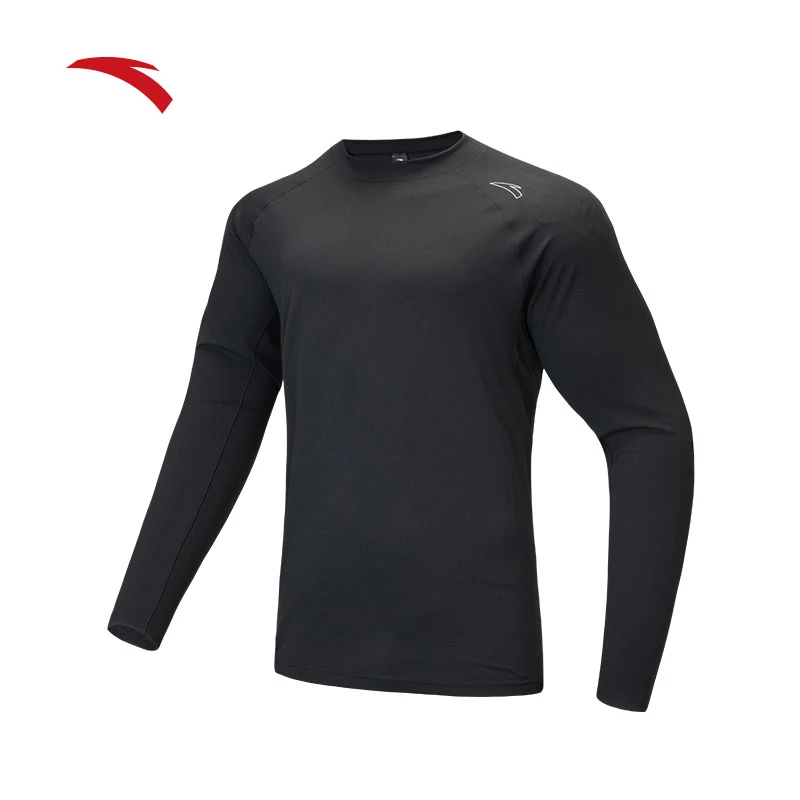 安踏轻暖绒薄绒长T运动长袖男轻量保暖加绒跑步训练针织衫男装