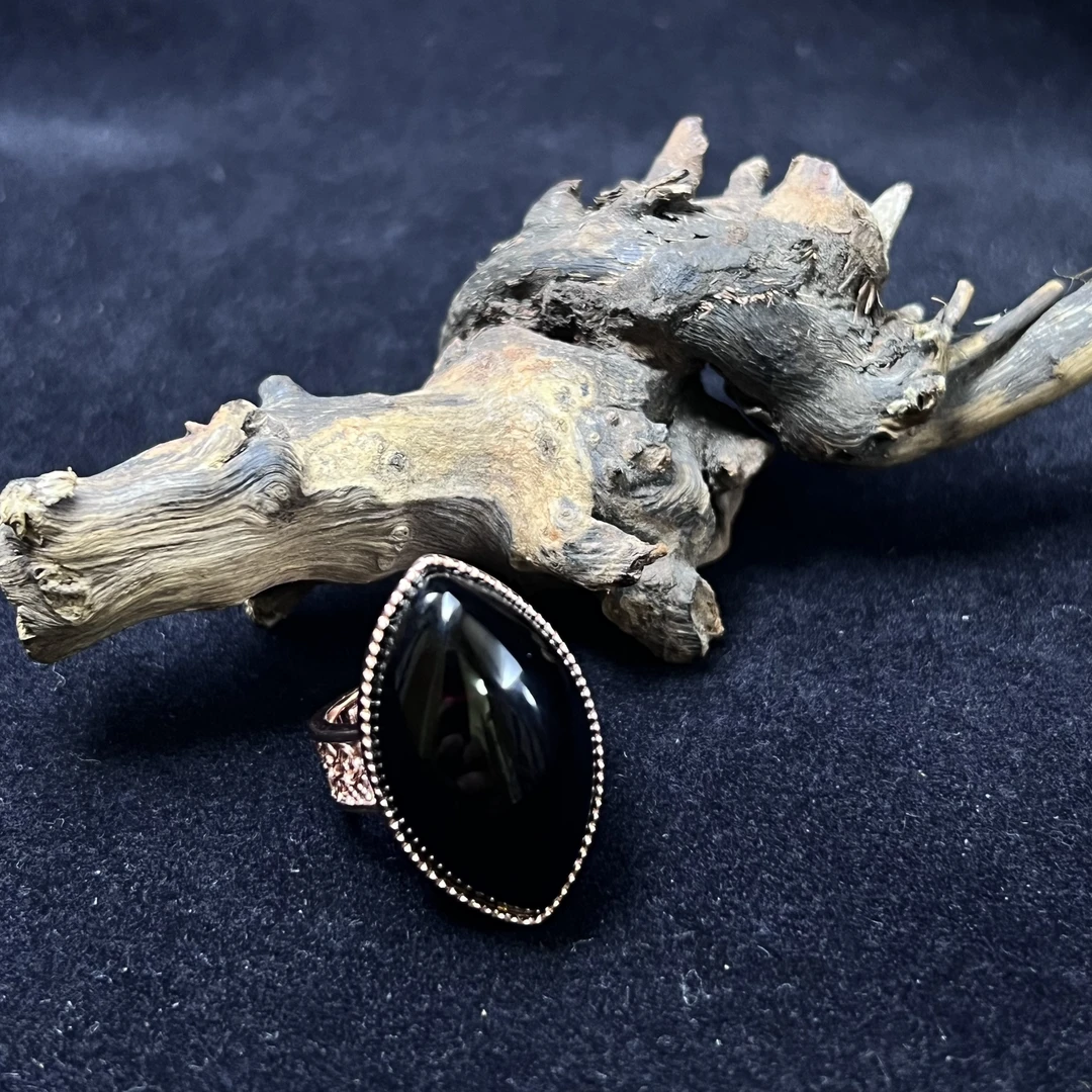 高级马眼翳珀银925镶嵌戒指