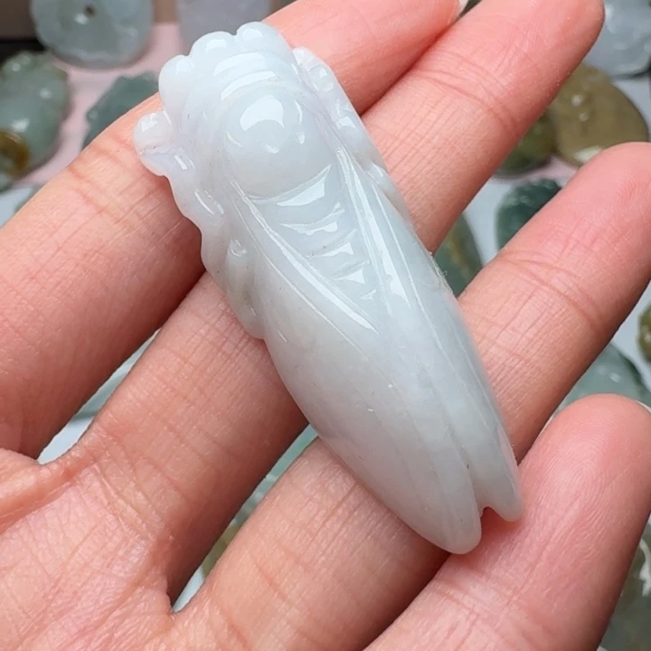 翡翠未镶嵌颈饰知了