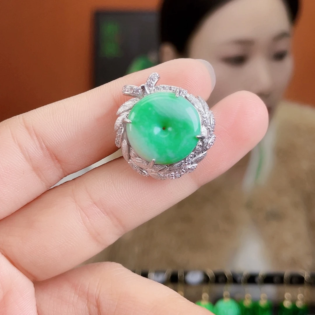 翡翠银S925镶嵌耳饰