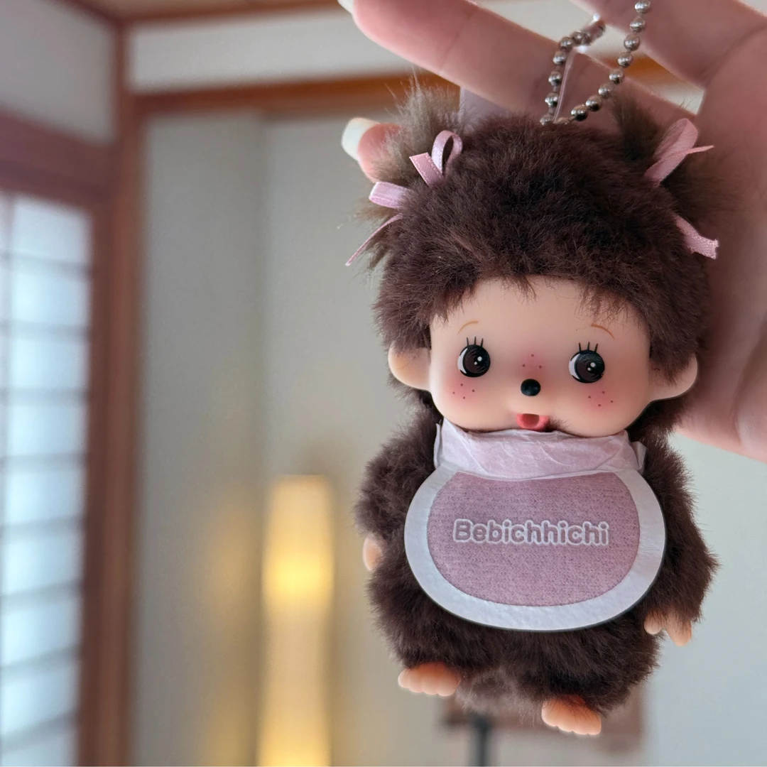 【冲绳限定】Monchhichi 钥匙扣 粉色围兜女孩套装 蒙奇奇套装