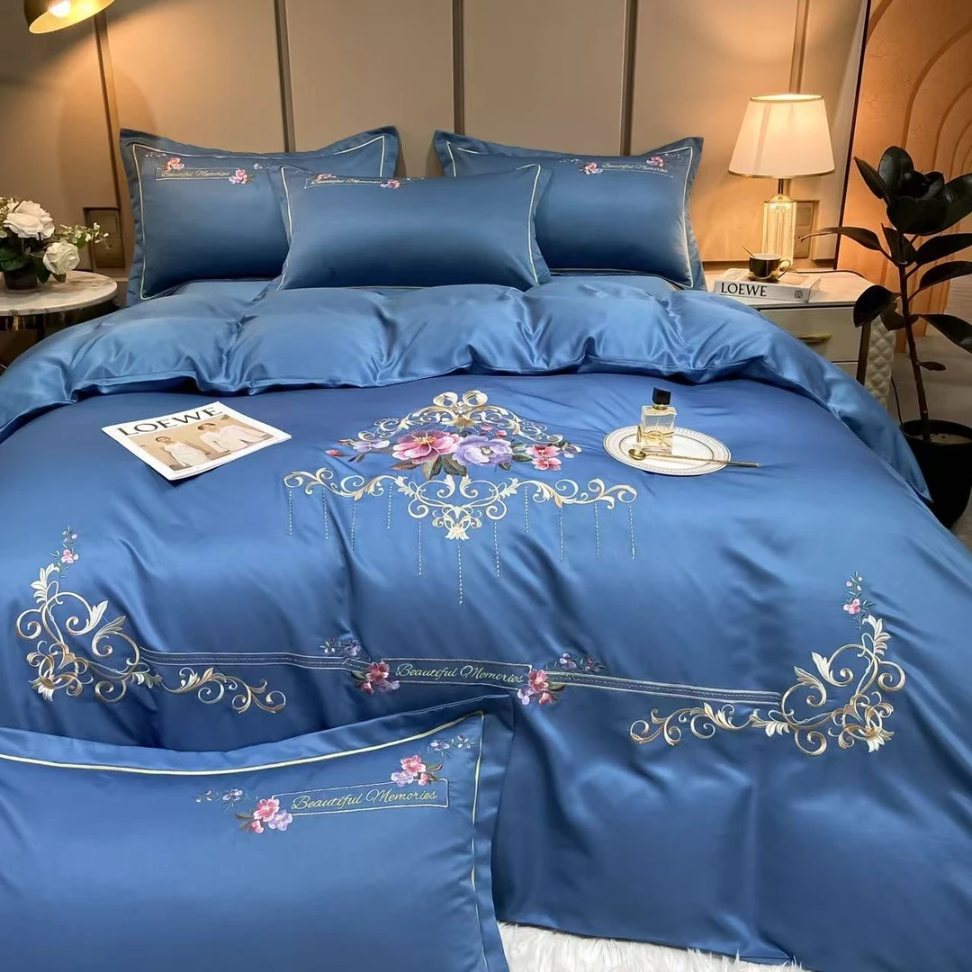 刺绣款欧式风情四件套（蓝）【飞飞专属】