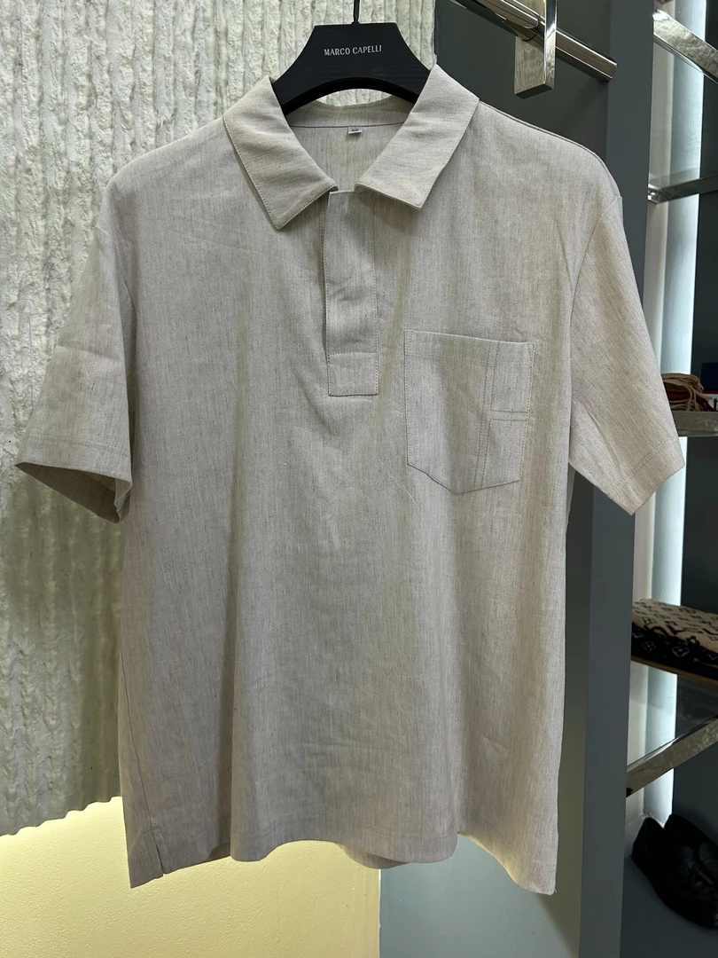 006-25夏季新款亚麻棉自然美感老钱风磁吸扣设计男士POLO衫PES281