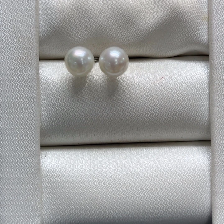 银S925镶嵌耳饰海水珍珠7mm24号