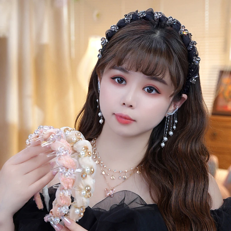 【双色波点】发箍纯手工穿线晶晶头箍小众原创设计发饰防滑头饰